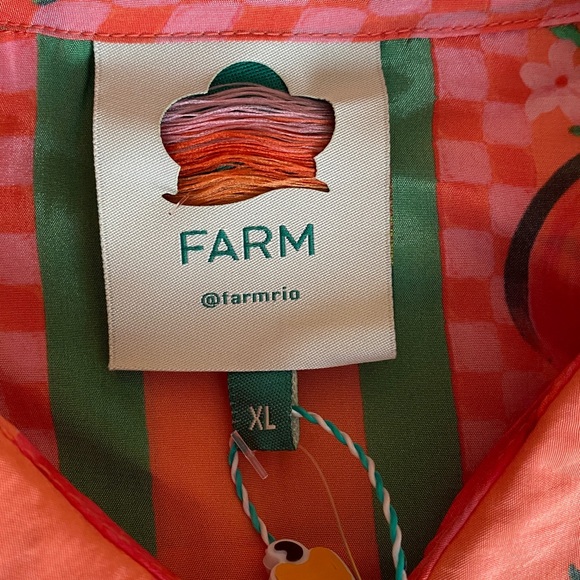 NEW Farm Rio Fruit Garden Scarf Long Sleeve Button Down Shirt women’s size XL - Picture 7 of 15